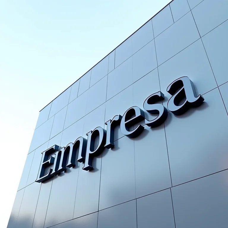 Fachada de um prédio moderno com a palavra 'Empresa' integrada.
