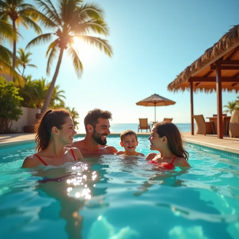 Família aproveitando as vantagens da multipropriedade em resort