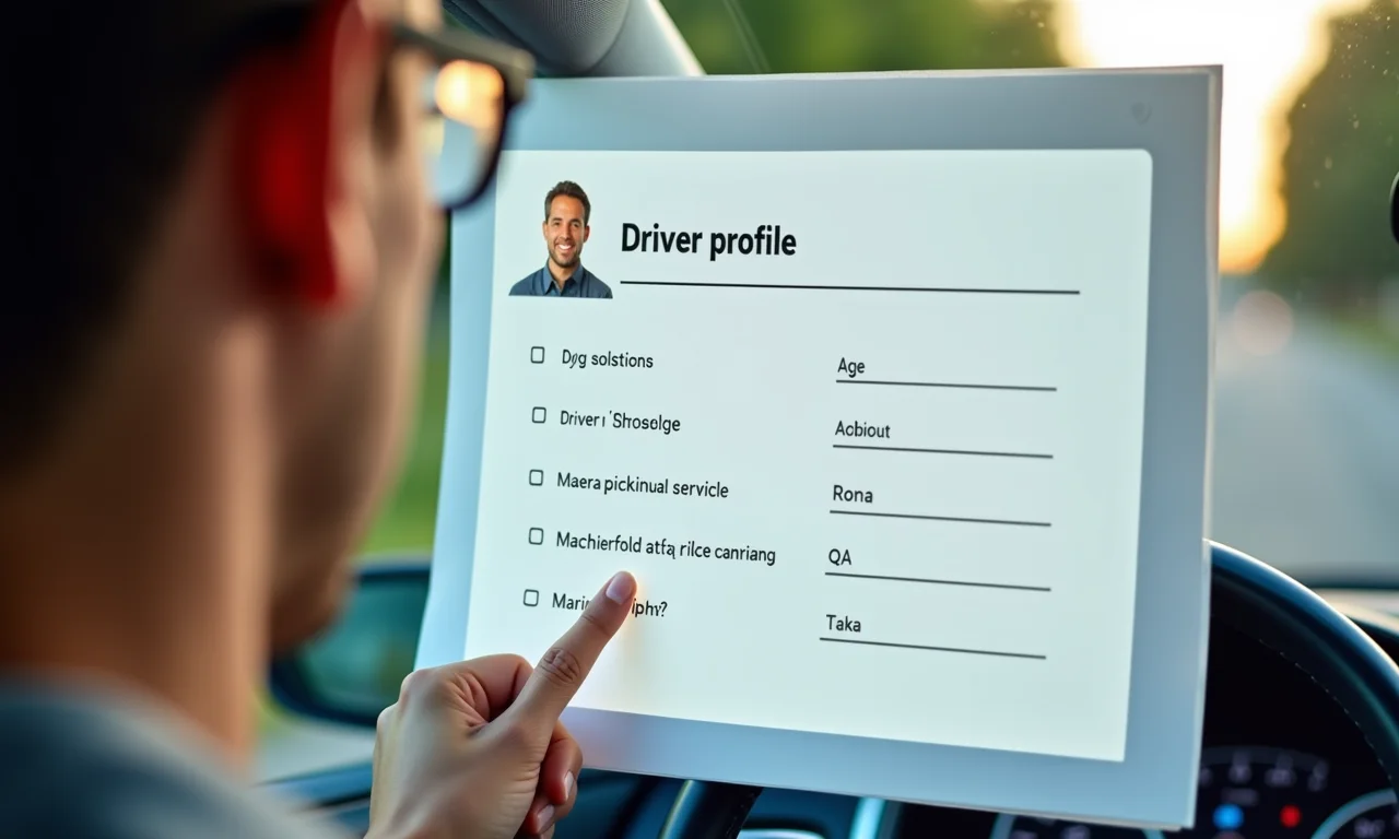 Formulário de perfil do condutor para seguro de carro.