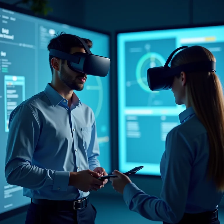 Funcionário participando de treinamento personalizado em VR.