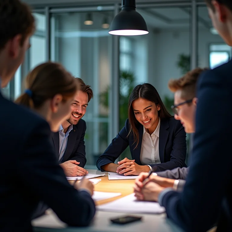 Funcionários participando de atividades de team-building