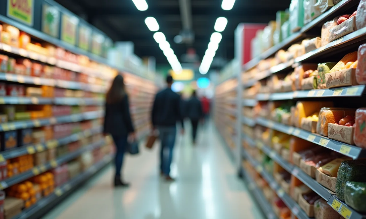 Gôndola de supermercado com preços altos, refletindo o impacto da Selic no custo de vida.