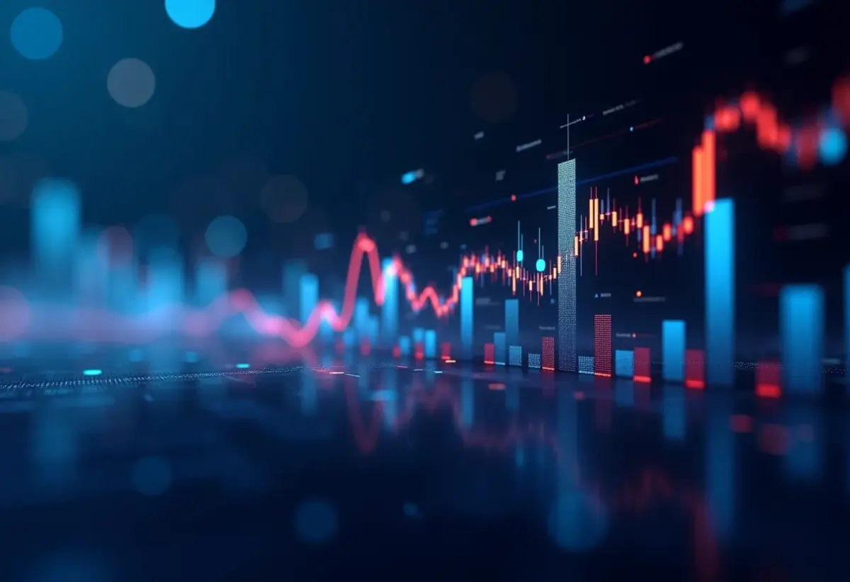 P/L de uma ação: Entenda o que é e como usar (Guia Rápido) Gráfico abstrato representando análise de mercado de ações.
