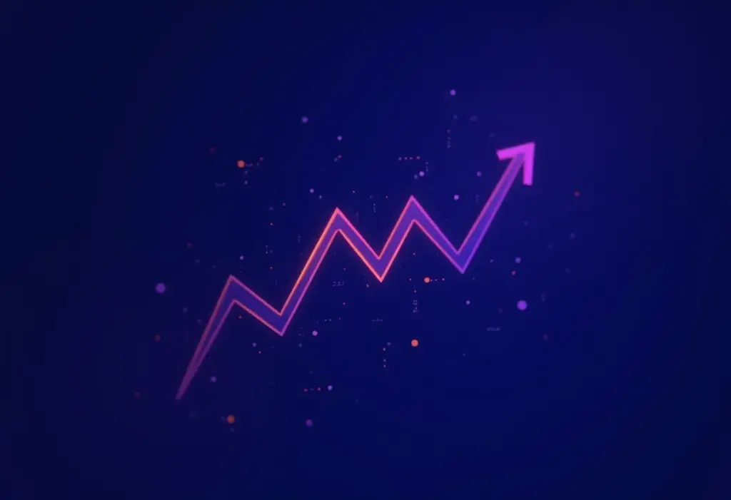 Gráfico abstrato representando investimento financeiro com linhas de tendência.