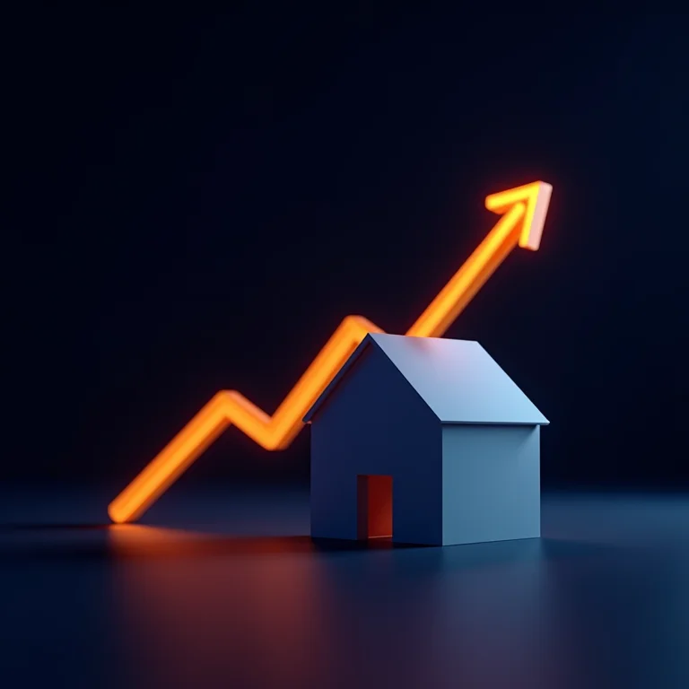 Gráfico crescente representando a evolução do mercado imobiliário digital