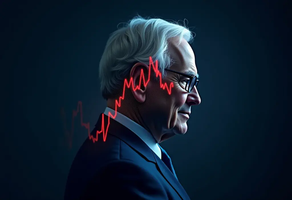 Value Investing: O guia definitivo para investir como Warren Buffett Gráfico estilizado do mercado de touro formando o perfil de Warren Buffett