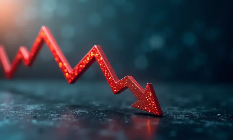 Gráfico financeiro abstrato mostrando tendência de queda, simbolizando a deflação.