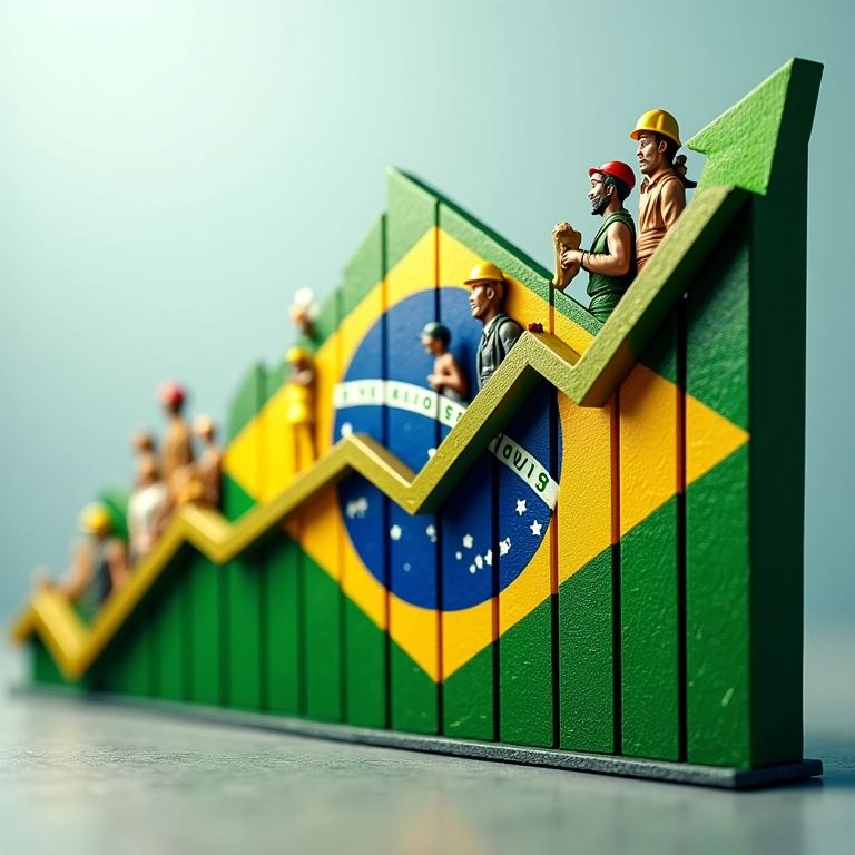 Gráfico mostrando saldo positivo de empregos no Brasil.
