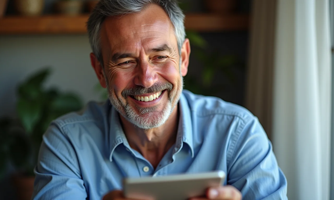 Homem brasileiro usando interface amigável do Pixel do Facebook em um tablet.