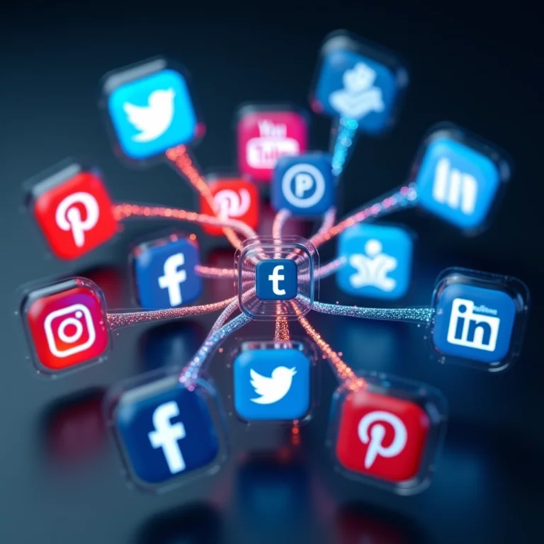 Ícones de plataformas de mídia social e sites de notícias.