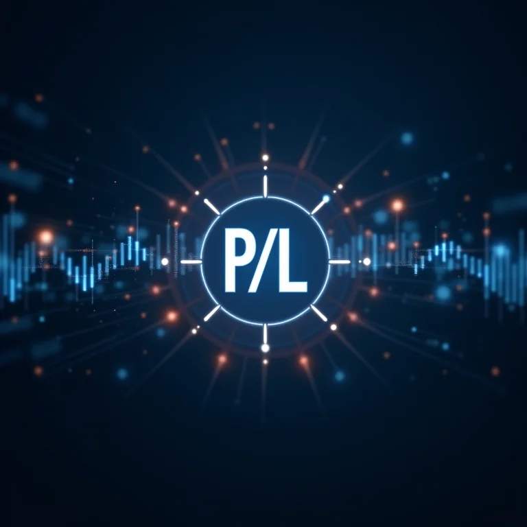 Indicadores financeiros interconectados com o P/L no centro.