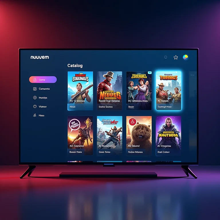 Interface da plataforma Nuuvem, destacando seu catálogo de jogos.