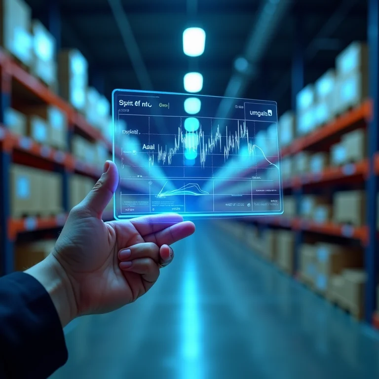 Interface digital mostrando o rastreamento de estoque em tempo real.
