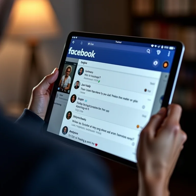 Interface do Facebook Live em um tablet.