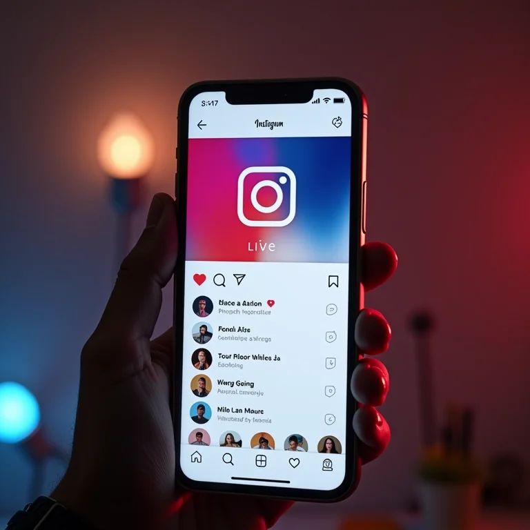 Interface do Instagram Live em um smartphone.