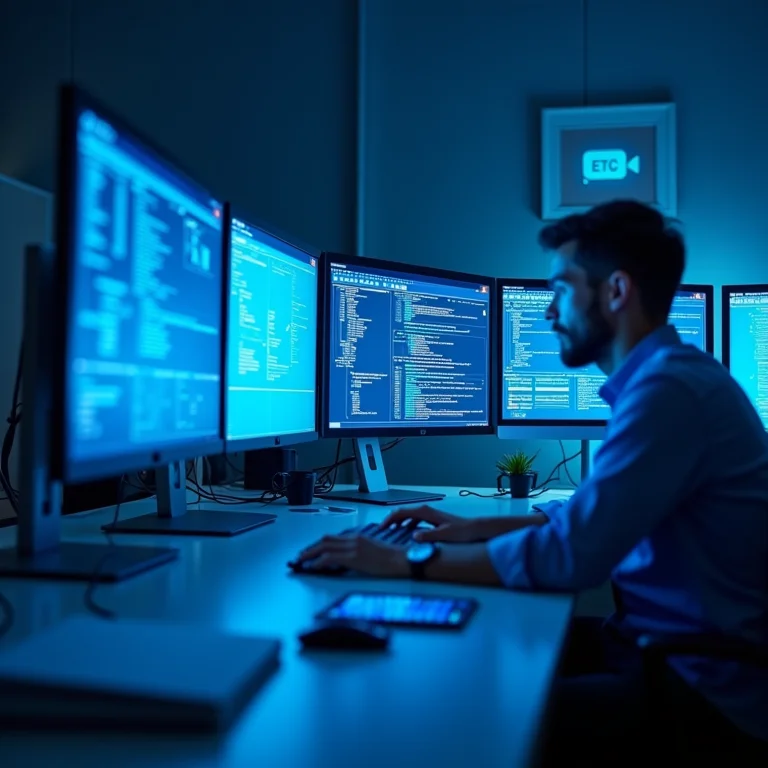 Interfaces de diferentes softwares de CRM exibidas em monitores
