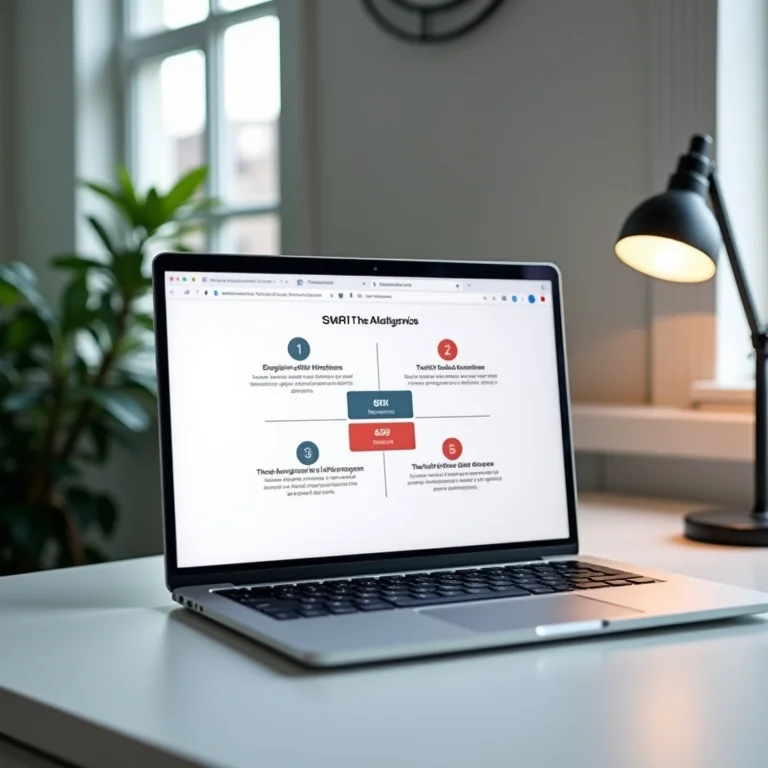 Laptop exibindo análise SWOT para exportação