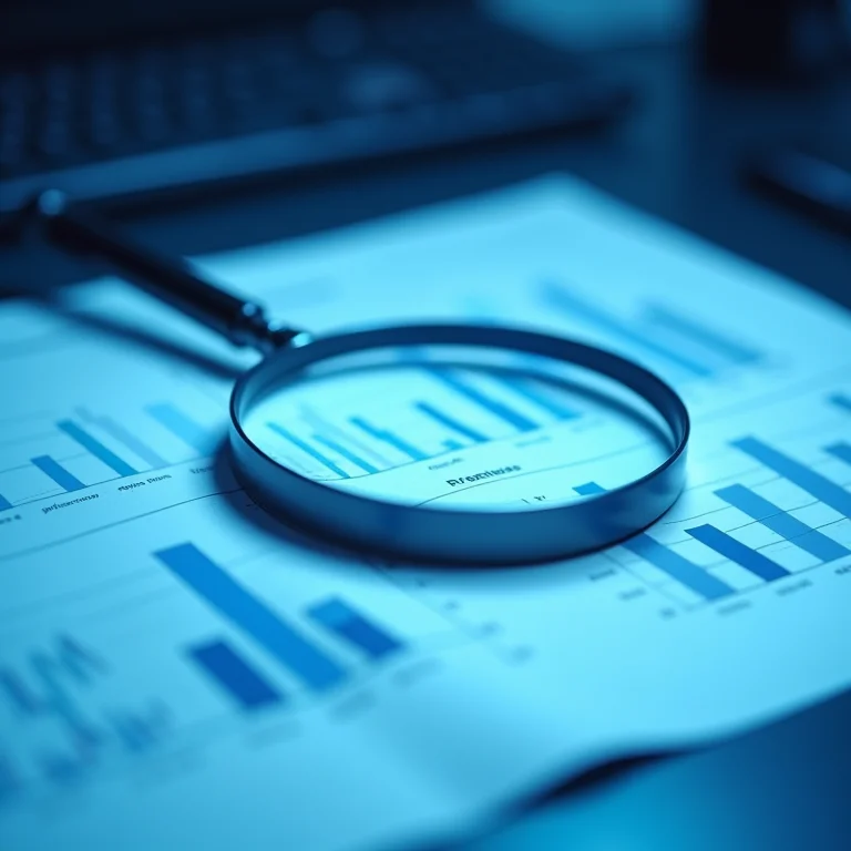 Lupa analisando relatório financeiro de FIIs