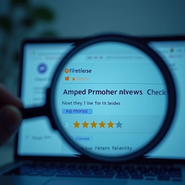 Lupa focando em avaliações de clientes na tela de um laptop.