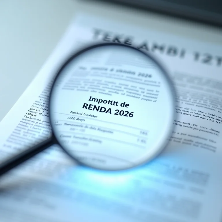 Lupa sobre documento do Imposto de Renda 2026 com informações de FIIs