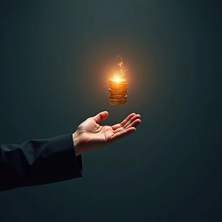 Mão agarrada a um investimento em queda, ilustrando a aversão à perda.