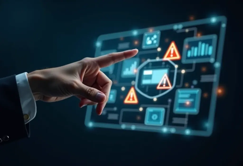 Mão alcançando tela com marketplace online fraudulento