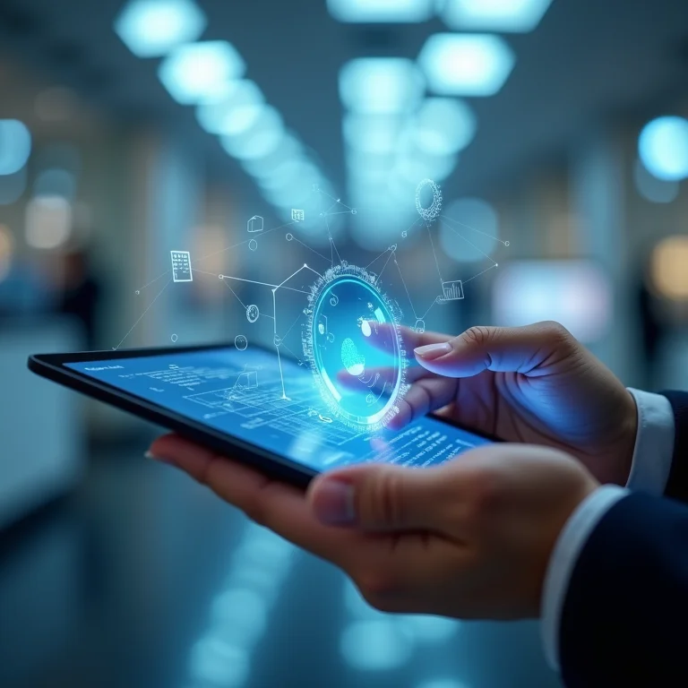 Mãos usando um tablet para comparar diferentes plataformas de robôs-consultores, auxiliando na escolha do melhor para cada investidor.