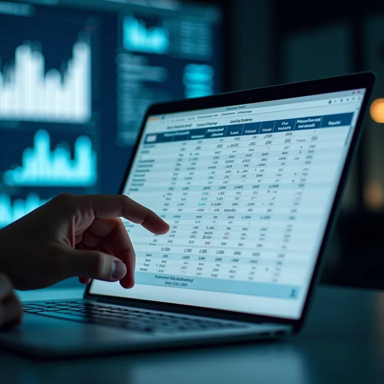 Mãos utilizando uma planilha de planejamento financeiro em um computador.