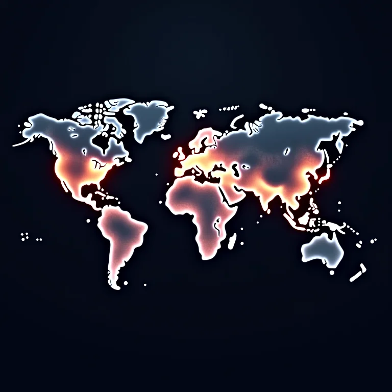 Mapa mundial com hotspots de mercados emergentes.