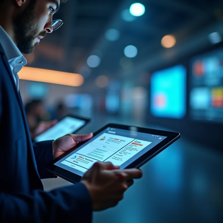 Módulos de treinamento personalizados exibidos em tablets para funcionários
