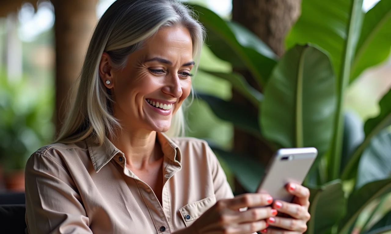 Mulher brasileira usando cartão de crédito pré-pago para compras online, com cenário vibrante e aconchegante.