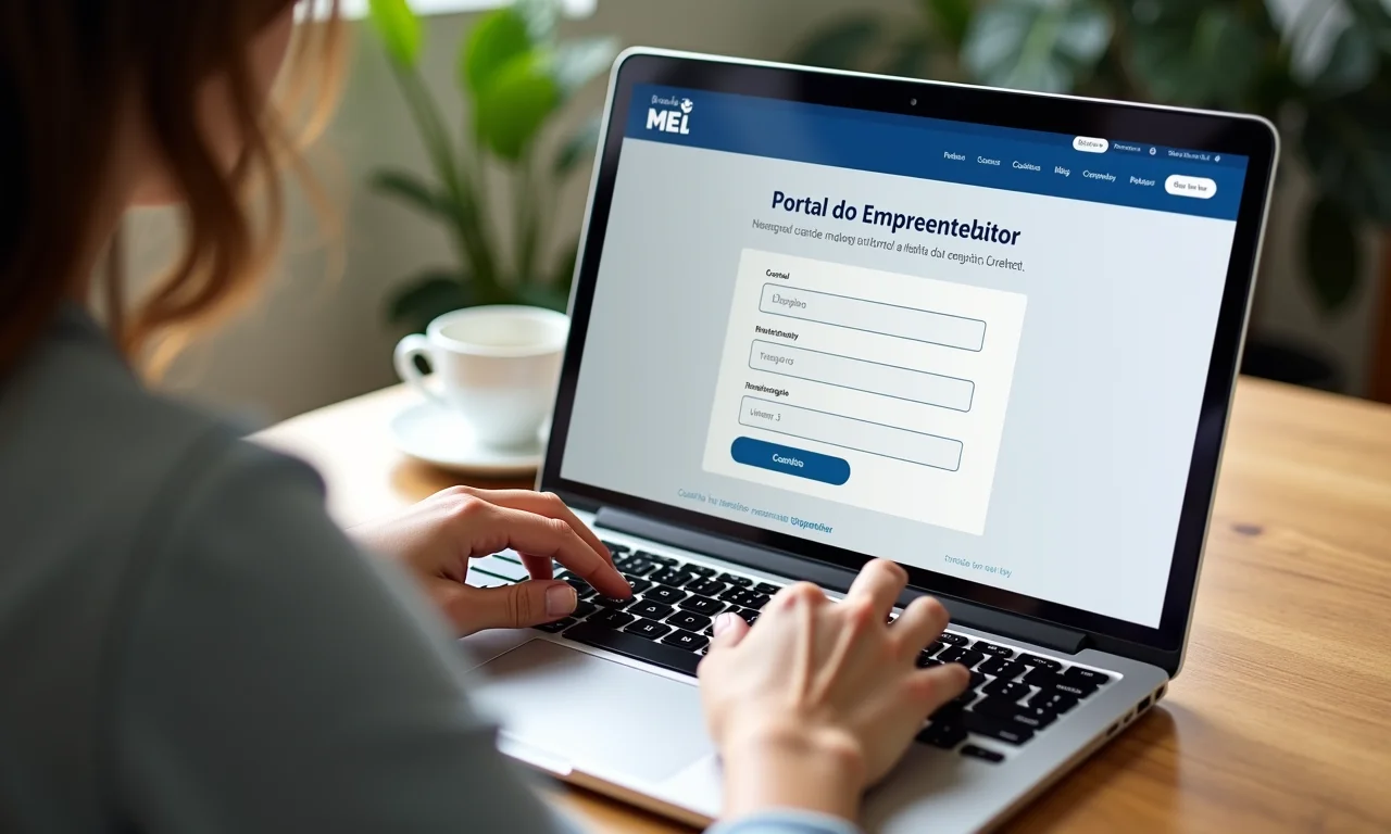Mulher preenchendo formulário de inscrição MEI no Portal do Empreendedor.