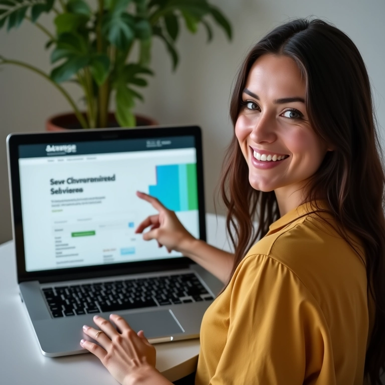 Mulher registra reclamação online no site do Banco Central.