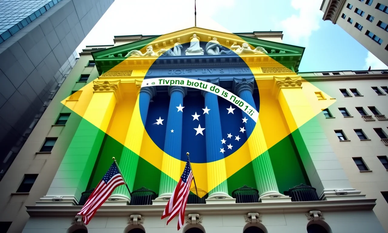 NYSE com cores da bandeira brasileira, representando IVVB11.