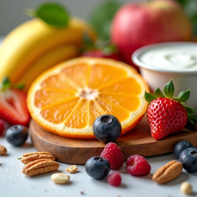Opções de snacks saudáveis para uma pausa nutritiva no trabalho.