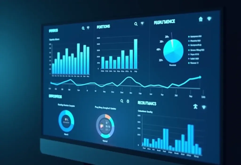 Painel de Big Data exibindo análises de RH.