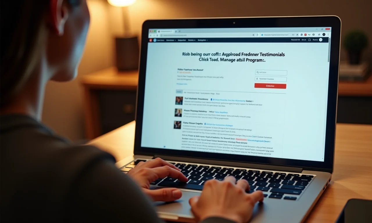 Pessoa analisando feedback positivo de clientes sobre programa de indicação.
