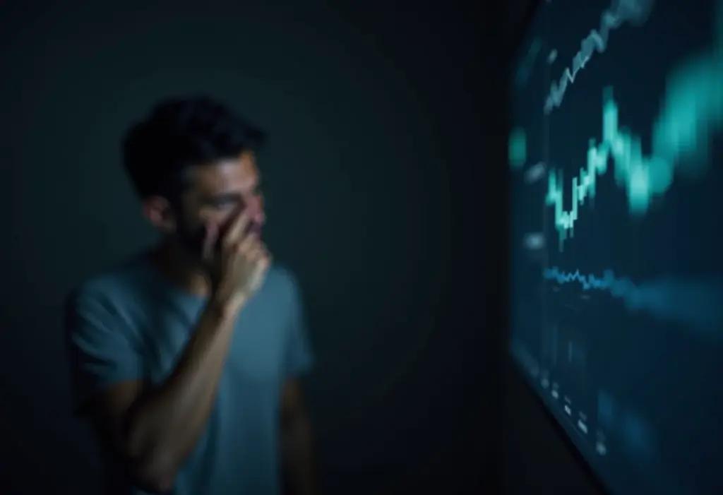 Pessoa estressada com dívida de cartão de crédito.