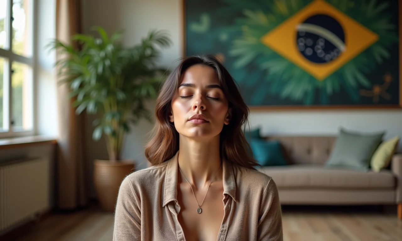 Pessoa meditando com foco na solução de problemas.