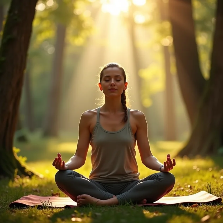 Pessoa meditando em uma floresta durante o ano sabático