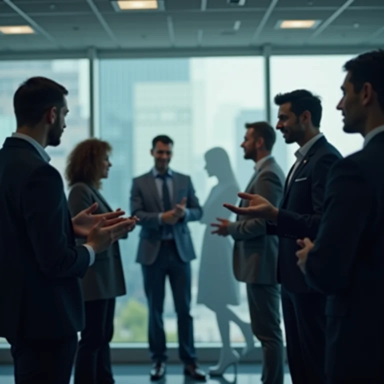 Pessoas diversas comunicando-se de forma transparente, representando a confiança.