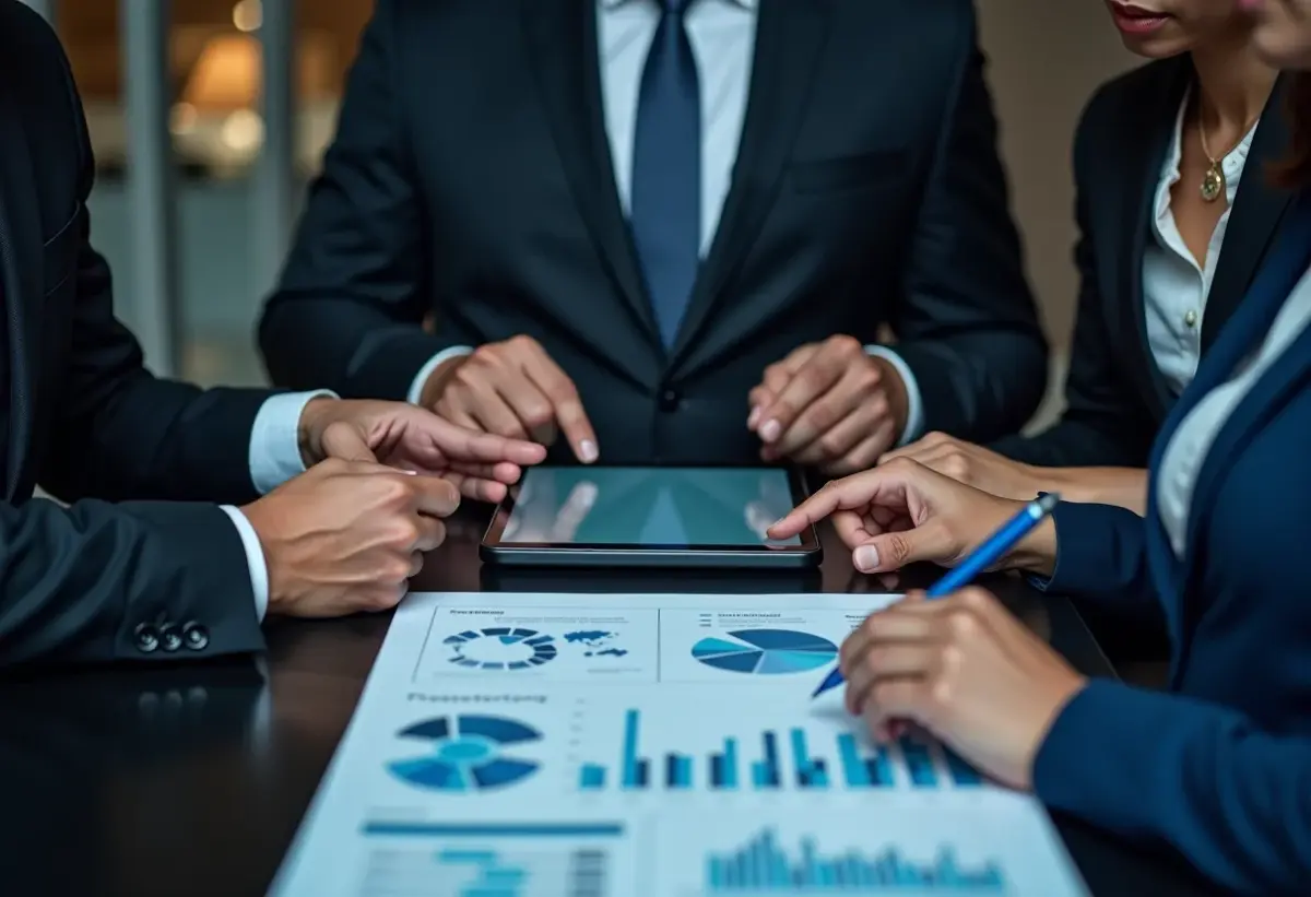 Me Poupe: o guia definitivo para sua liberdade financeira Pessoas diversas planejando finanças em equipe.