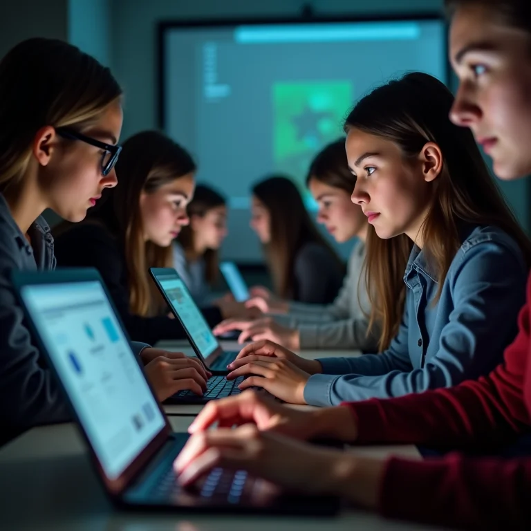 Pessoas diversas usando tecnologias assistivas para navegar na internet