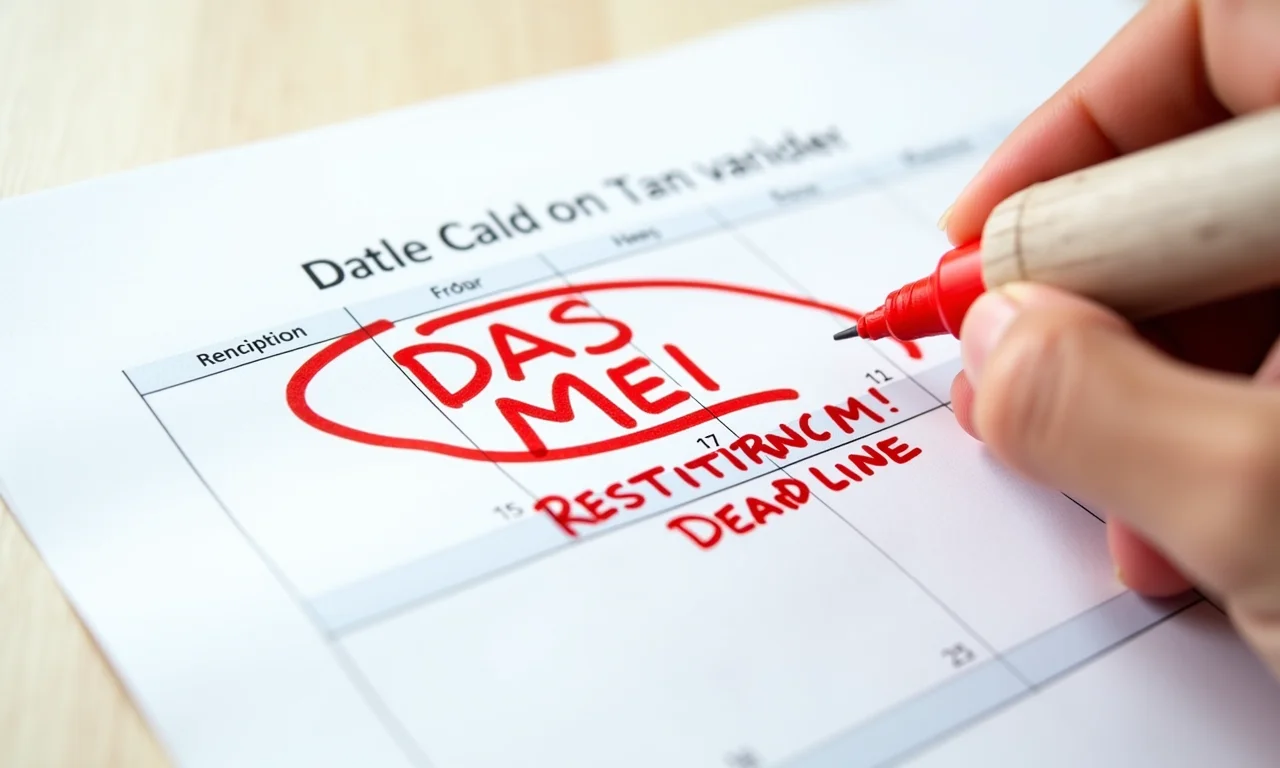 Prazo para solicitar a restituição do DAS MEI destacado em um calendário.