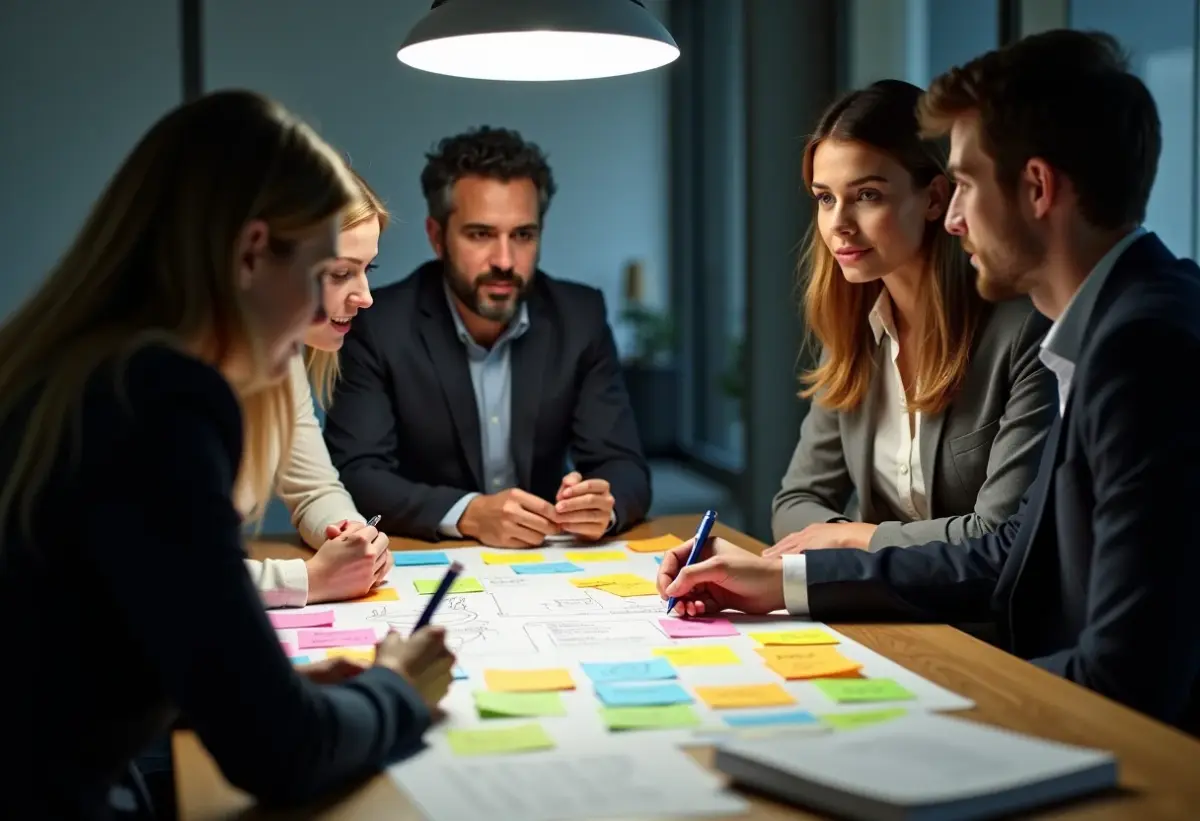Método TRIZ: Domine a técnica russa para soluções criativas Profissionais colaborando para resolver problemas criativos utilizando o método TRIZ.