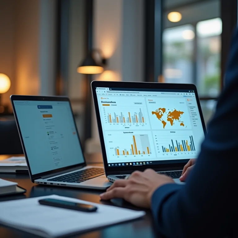 Profissional brasileiro usando um CRM em seu laptop
