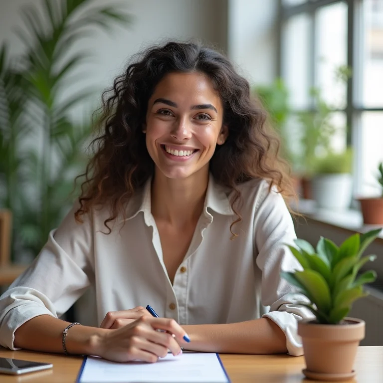 Profissional feliz e realizado no trabalho.
