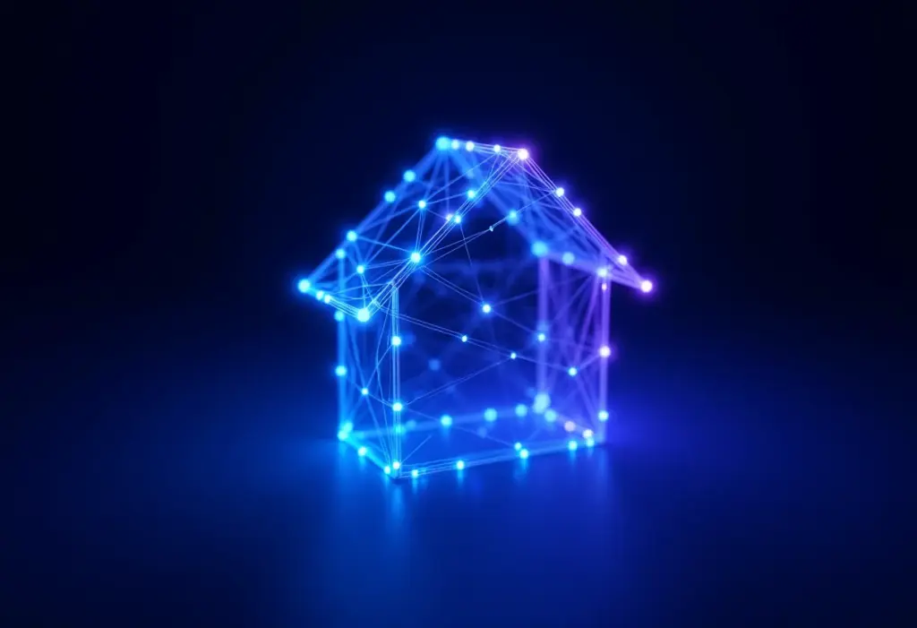 Representação digital e futurista de financiamento imobiliário online