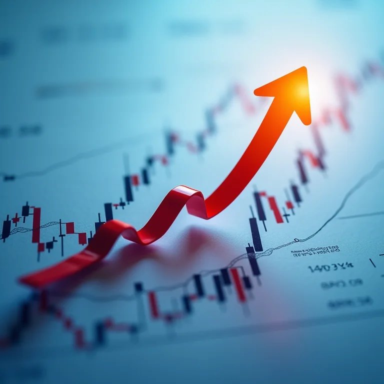 Seta ascendente sobre gráfico financeiro, simbolizando crescimento futuro.