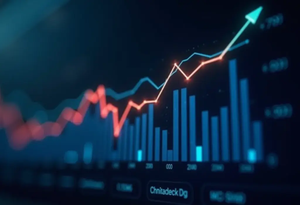 Simulador de investimentos com IA mostrando projeções de crescimento.